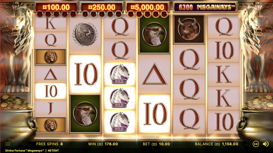 Divine Fortune Megaways free spins coins on reels