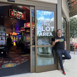 Brian Christopher standing outside the BCSlots at Plaza area in Las Vegas