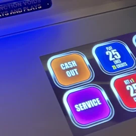 Cash out button on an Aristocrat machine