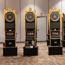 Wheel of Fortune machines being installed for a tournament