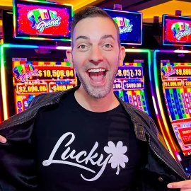 Brian Christopher in a Lucky shirt at the casino