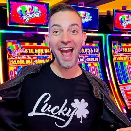 Brian Christopher in a Lucky shirt at the casino