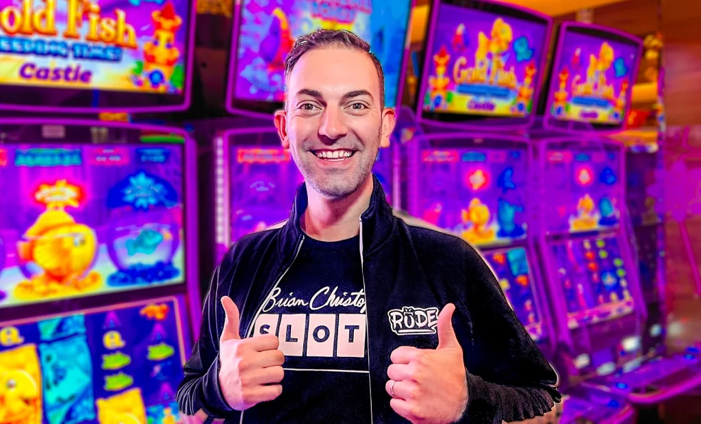 Brian Christopher thumbs up in a casino
