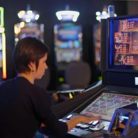 Player at a slot machine