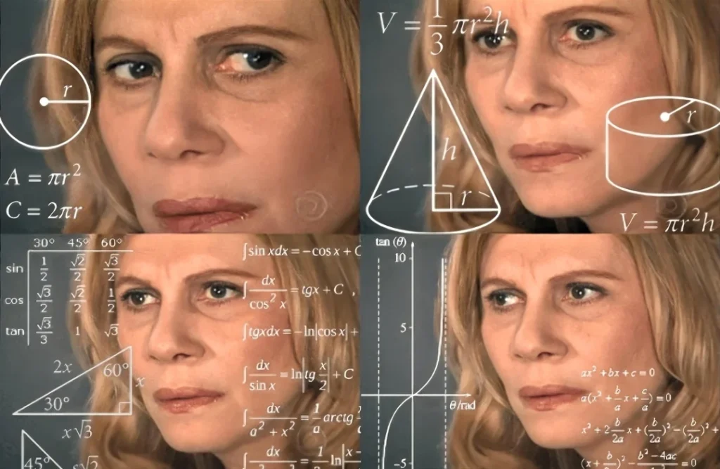 Confused lady attempts math