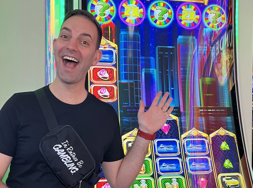 Brian standing with a tall machine