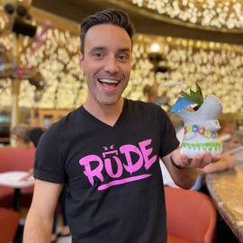 Marco Christopher outside the Carousel Bar at Plaza Hotel & Casino in Las Vegas