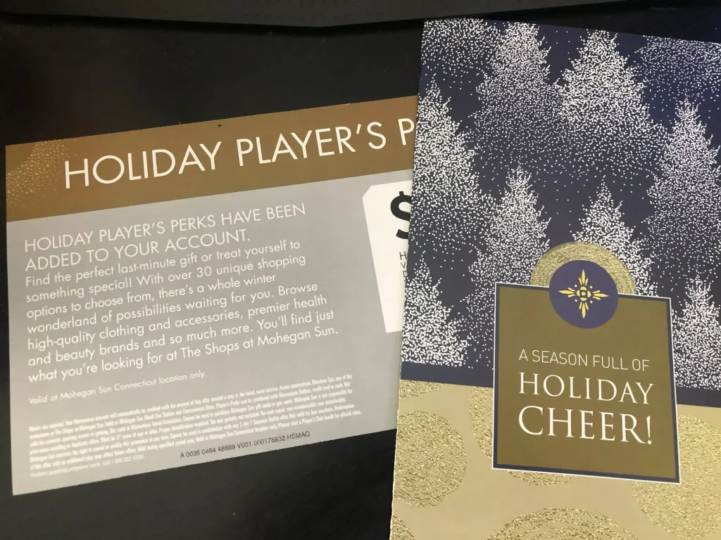 Mohegan Sun Holiday Player's Perks flyer