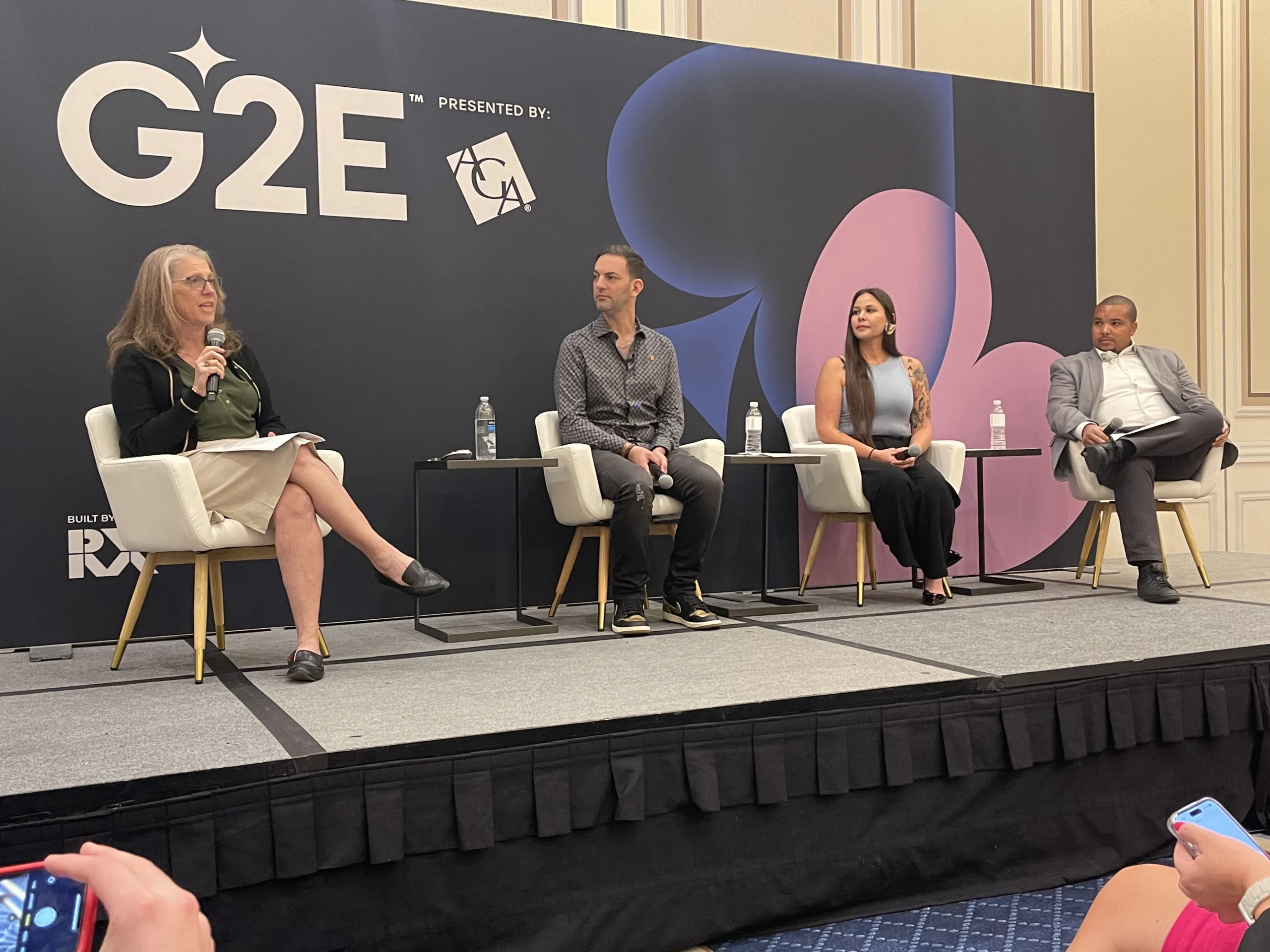 Cynthia Hallett, Brian Christopher, Tashina Williams and Bryan Hayes discuss smokefree initiatives in casinos during G2E 2024.