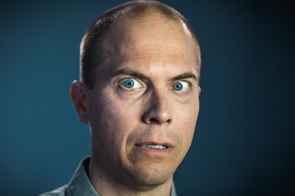 Scared man portrait