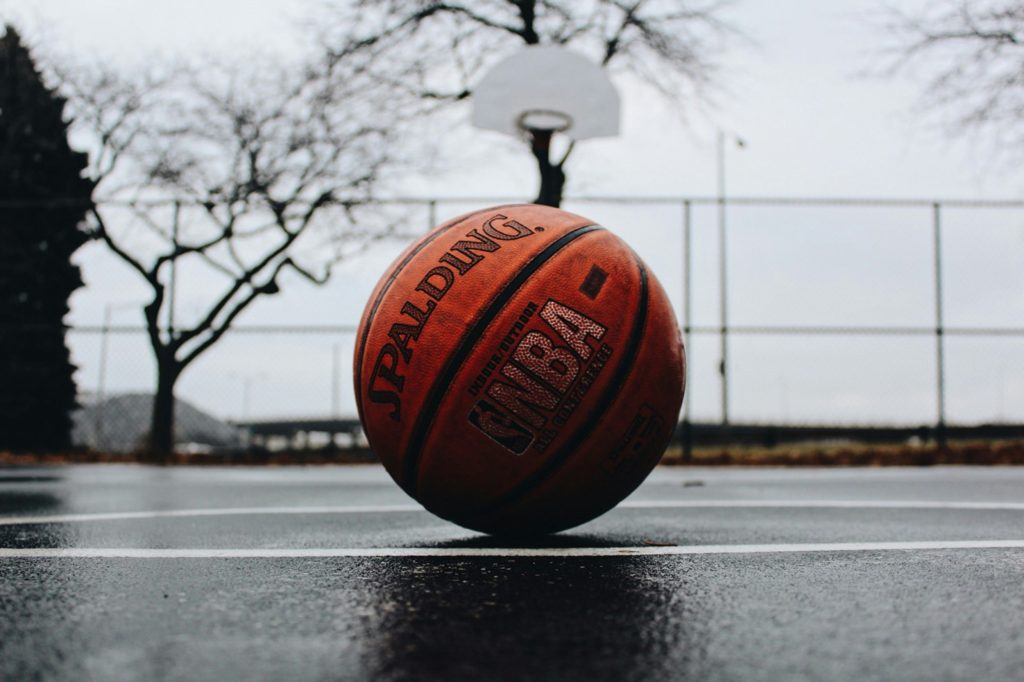 basketball in front of a hoop