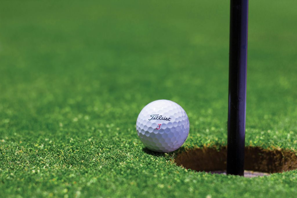 Golfball on grass
