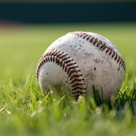 baseball on grass square