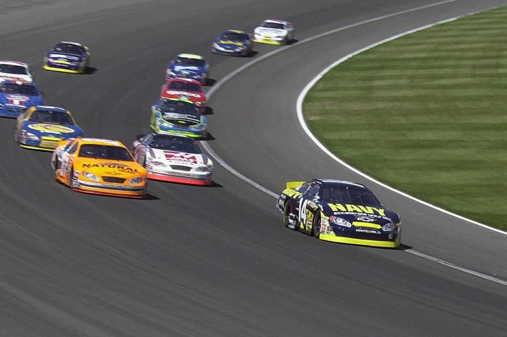 Cars on race track 