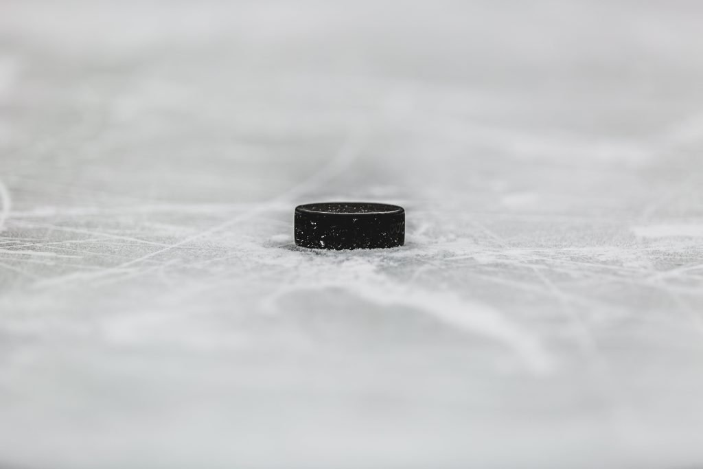 Hockey puck on ice