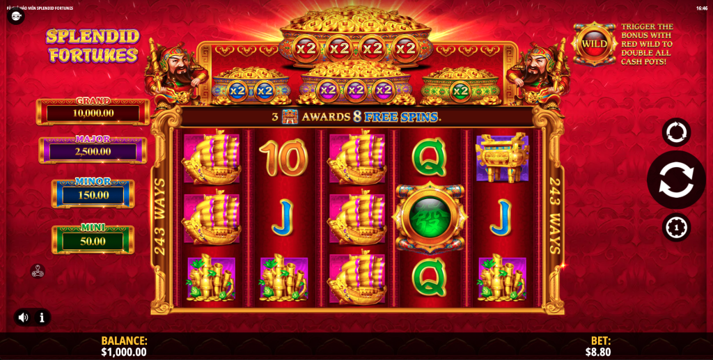 Splendid Fortunes Base Game Reel
