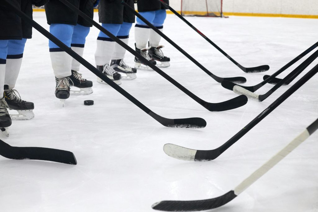 hockey players lined up
