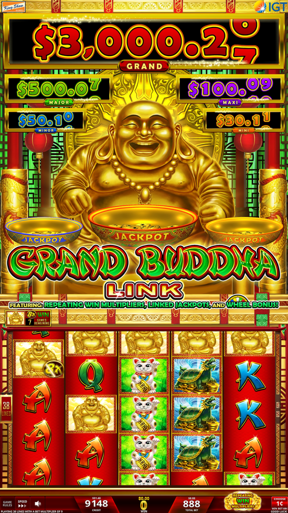 Grand Buddha Link Base Game Reel