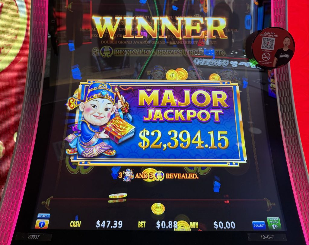 Jackpot win on slot machine