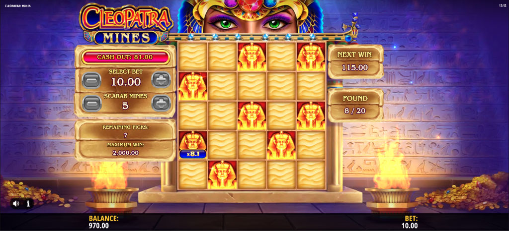 Cleopatra Mines 8 successful picks