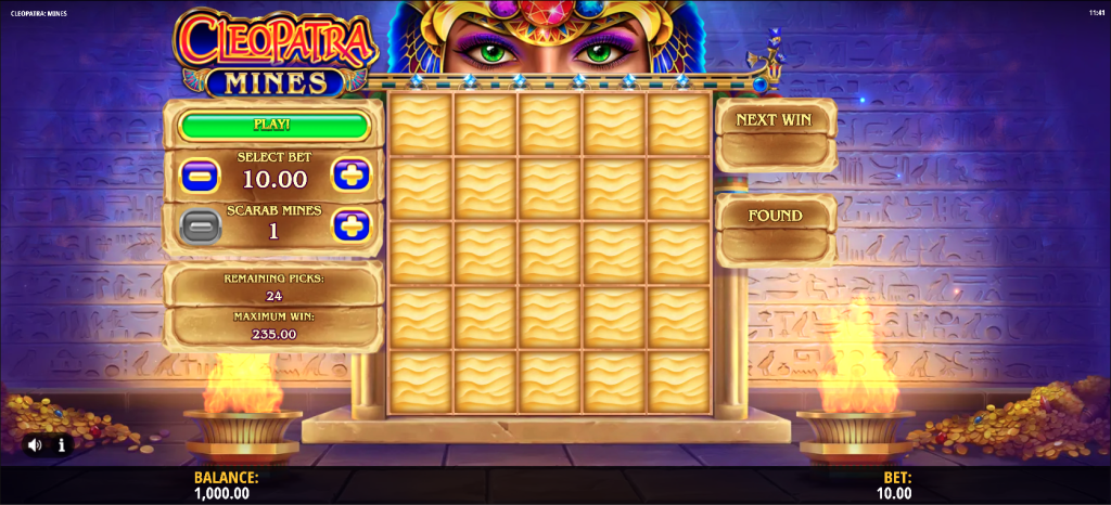Cleopatra Mines Base Game Reel