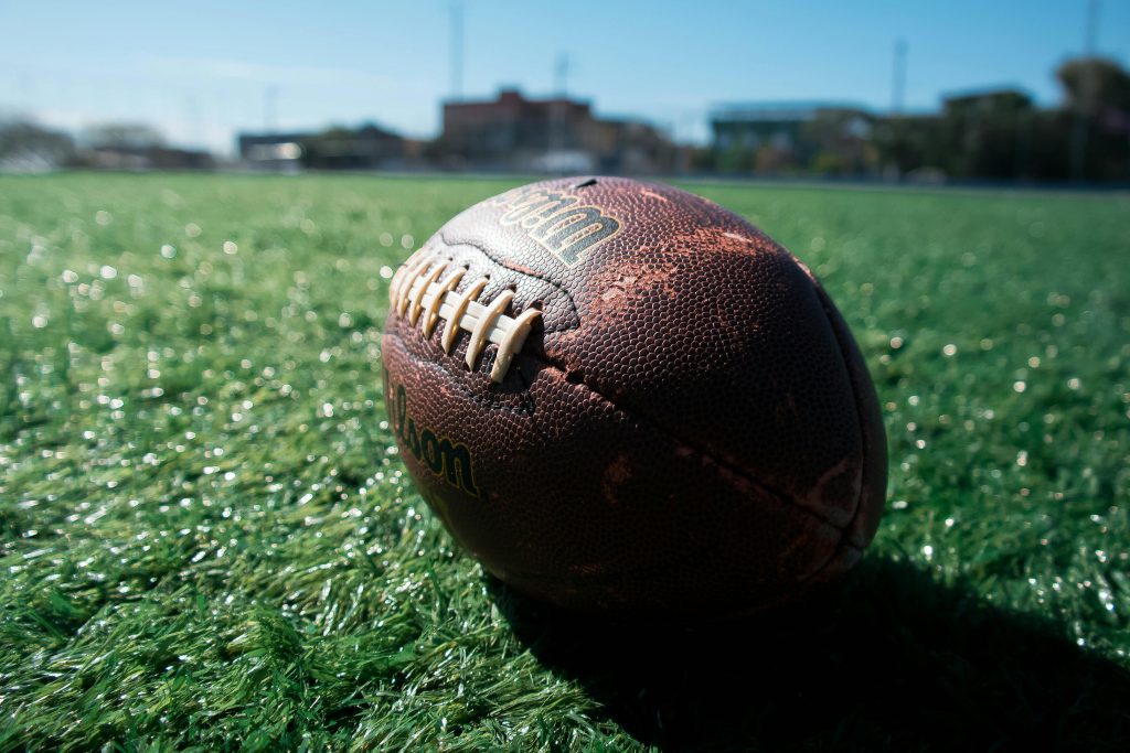 American football on field