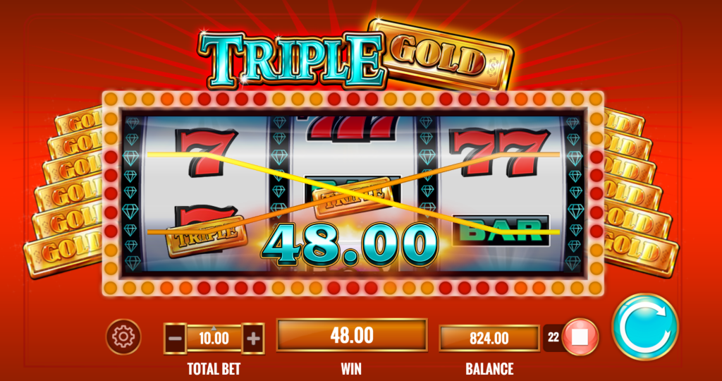 Triple Gold Slot Machine Two Bar Seven Payout