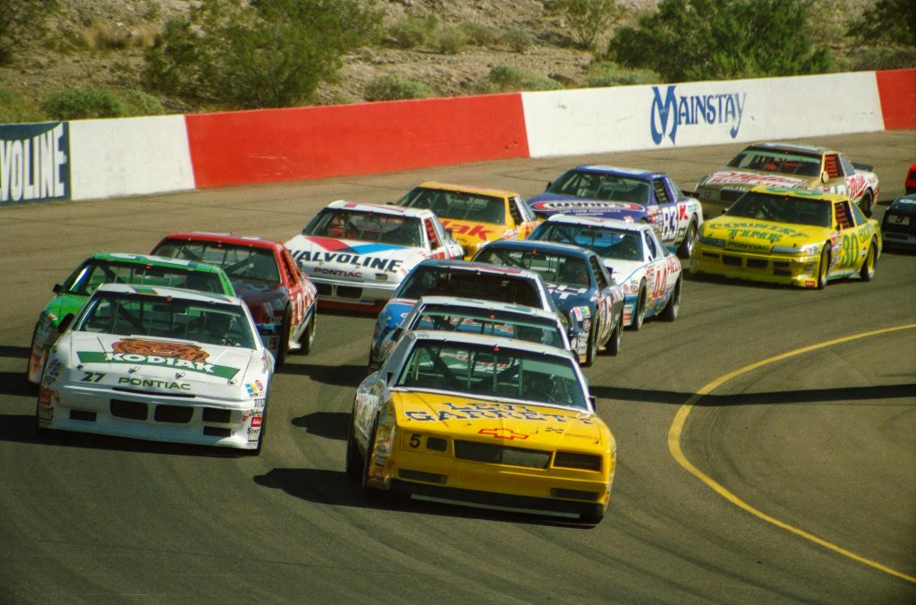Race cars on race track
