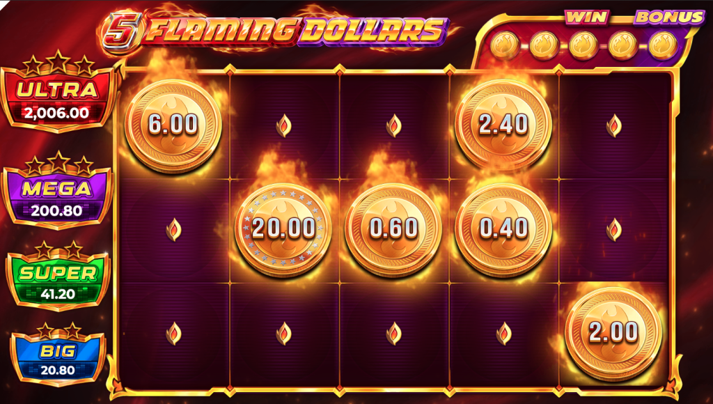 5 Flaming Dollars Slot Machine Hot Respins Trigger