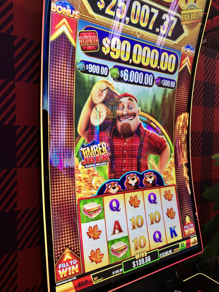 Jumbo Timber Jack Going Wild by Bluberi is demonstrated during Global Gaming Expo 2025.