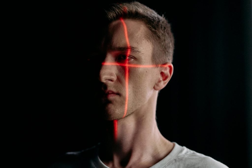person getting face scan