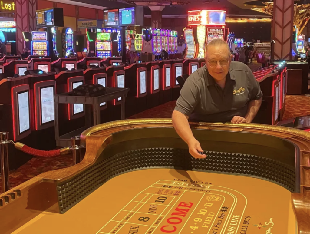 Robin at a craps table