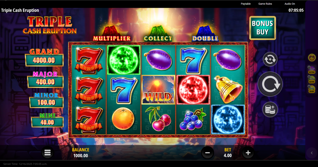 Triple Cash Eruption base game reel set