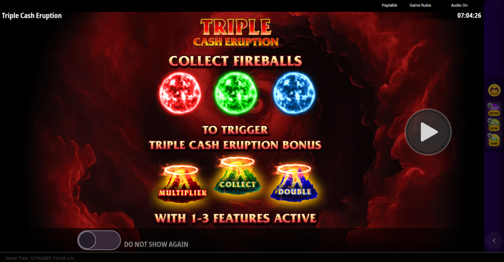 Triple Cash Eruption bonus info