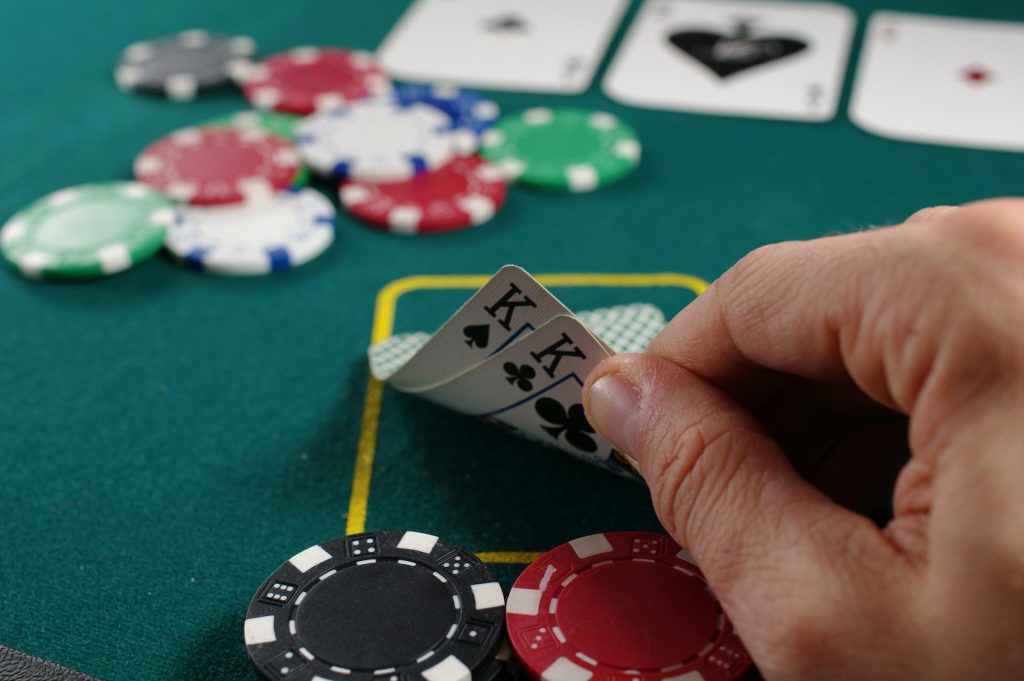 Poker table cards and chips