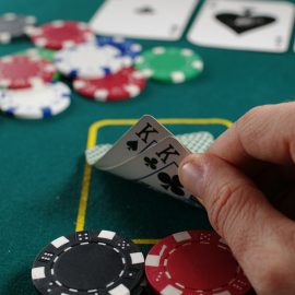 Poker table cards and chips