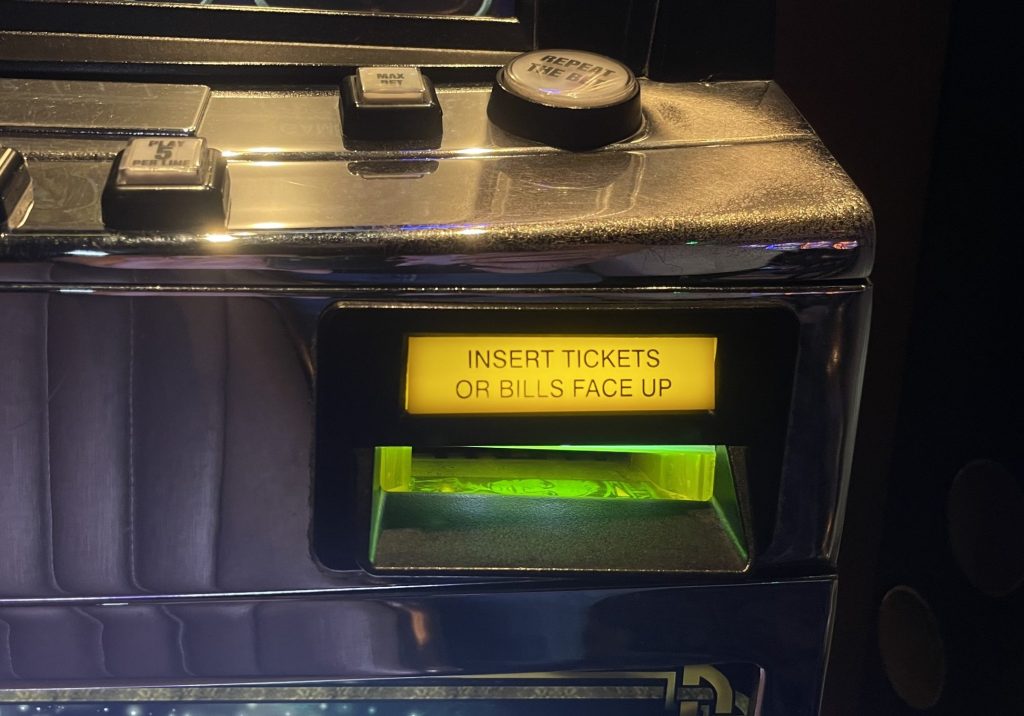 Insert ticket slot on an older slot machine