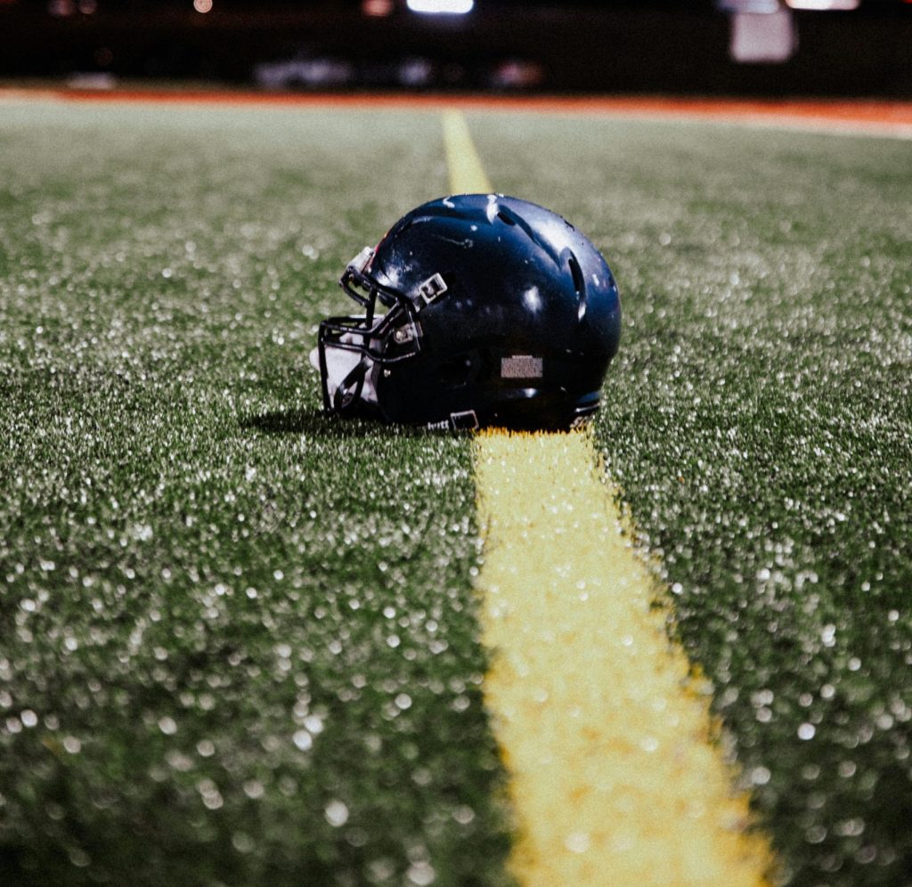 football helmet on the ground
