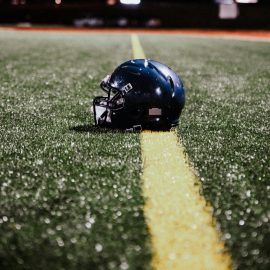 football helmet on the ground