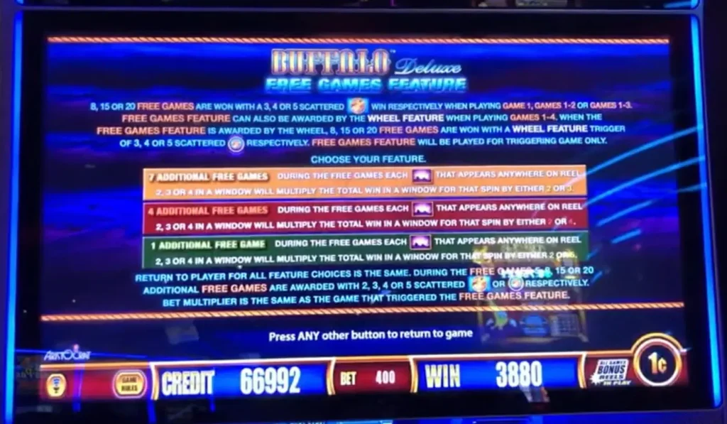 Buffalo Deluxe Free Games Feature