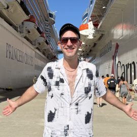 Brian in front of carnival cruise ship