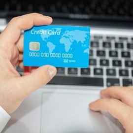 Credit Card in front of a computer