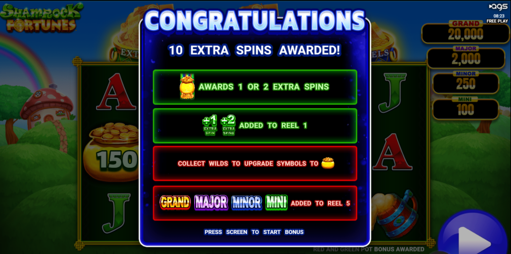 Shamrock Fortunes Green and Red Bonus