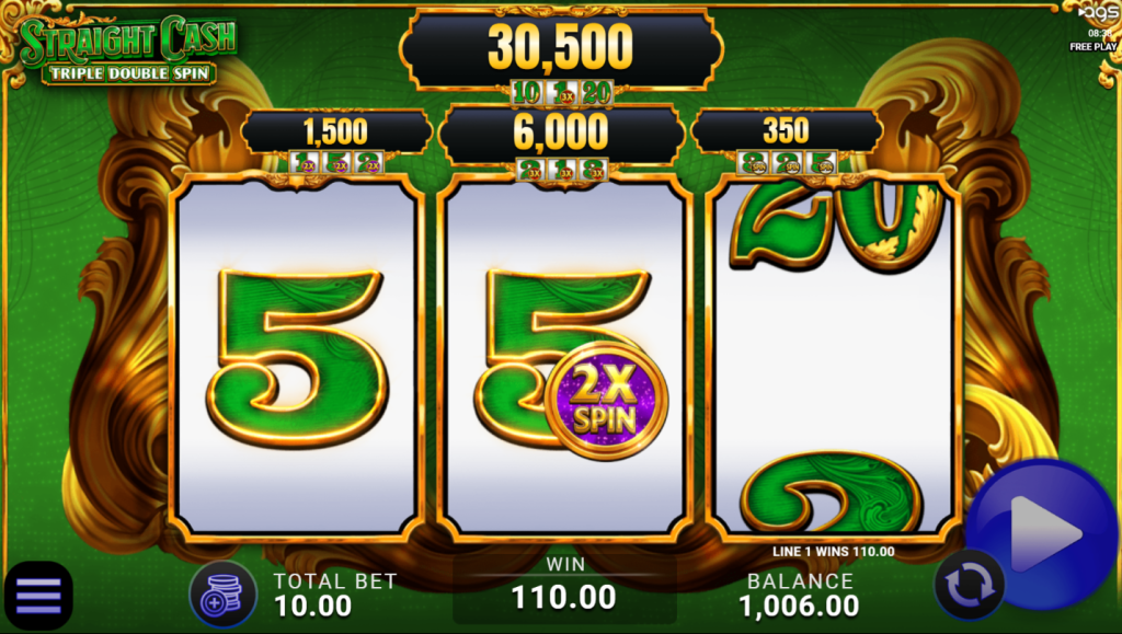 Straight Cash Triple Double Spin 2X spin win