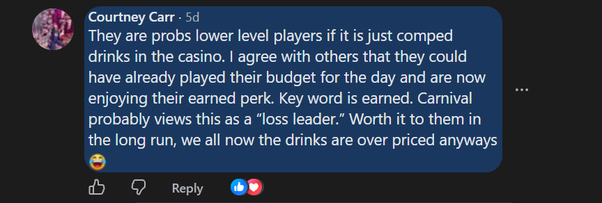Courtney Reply on Cruise Comment